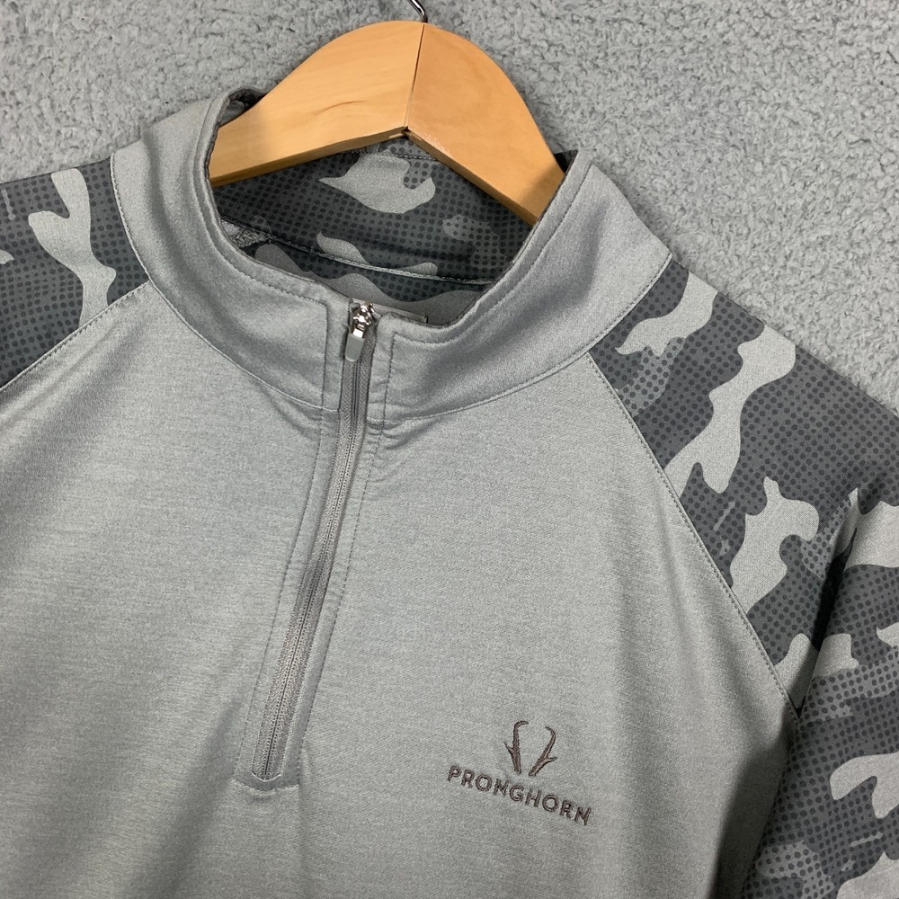 Peter Millar Perth Sweatshirt Men's XL Grey Camo 1/4 Zip Pullover Pronghorn